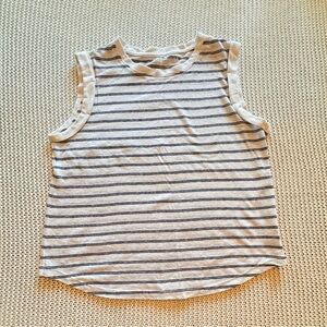GAP Linen Blend Striped Tank Top Sleeveless White Navy Size M